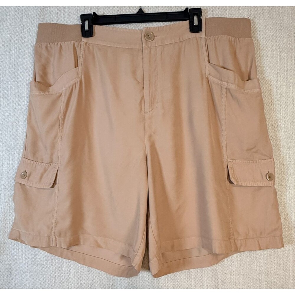 NWT Soft Surroundings 1X Bayside Shorts Taupe Tan Cargo Shorts